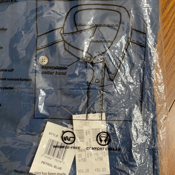 Christopher Hart Broadcloth Big/Tall 20” 34”-35” Blue  Expandable Collar Band - Picture 3 of 5